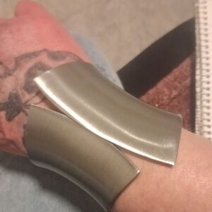 Brushed Metal Cuff Bracelet - Silver Tone